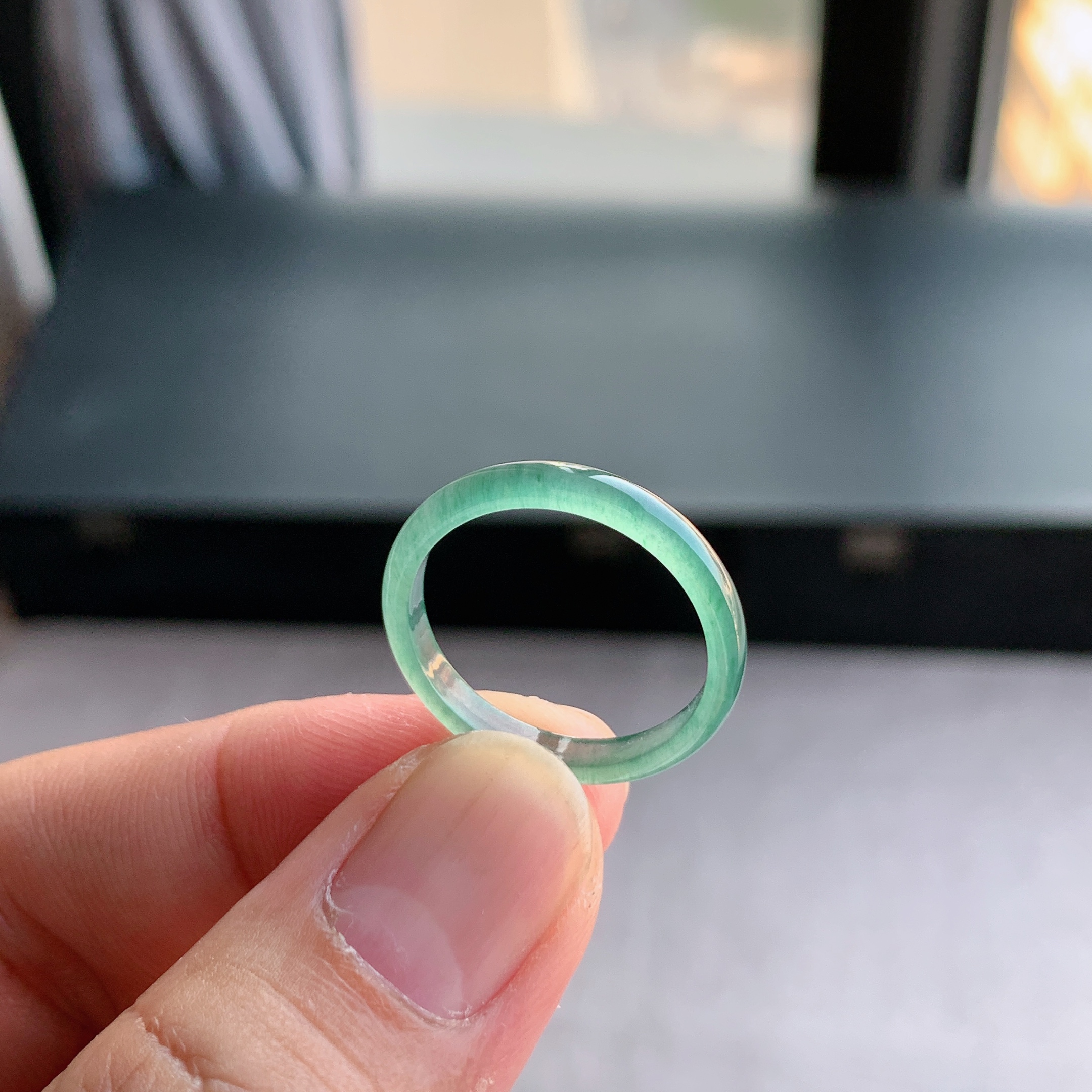 天然A货翡翠冰种21号晴水绿戒指