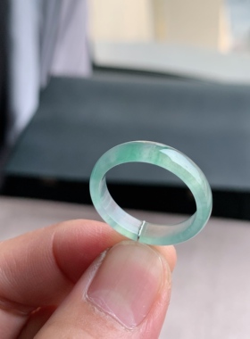 天然A货翡翠 冰种22号飘绿花戒指指环戒圈121200566