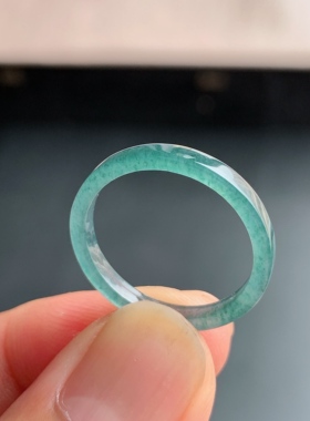 天然A货翡翠 冰种19号牛仔蓝方戒男女戒指指环素圈戒圈尾戒RGD7