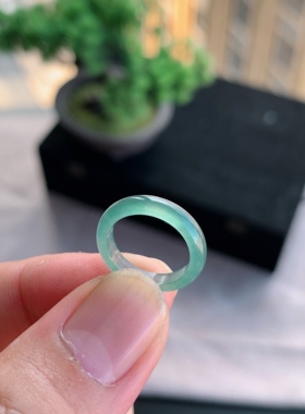 天然A货翡翠 冰种6号天空蓝男女戒指指环素圈戒圈尾戒LEB1