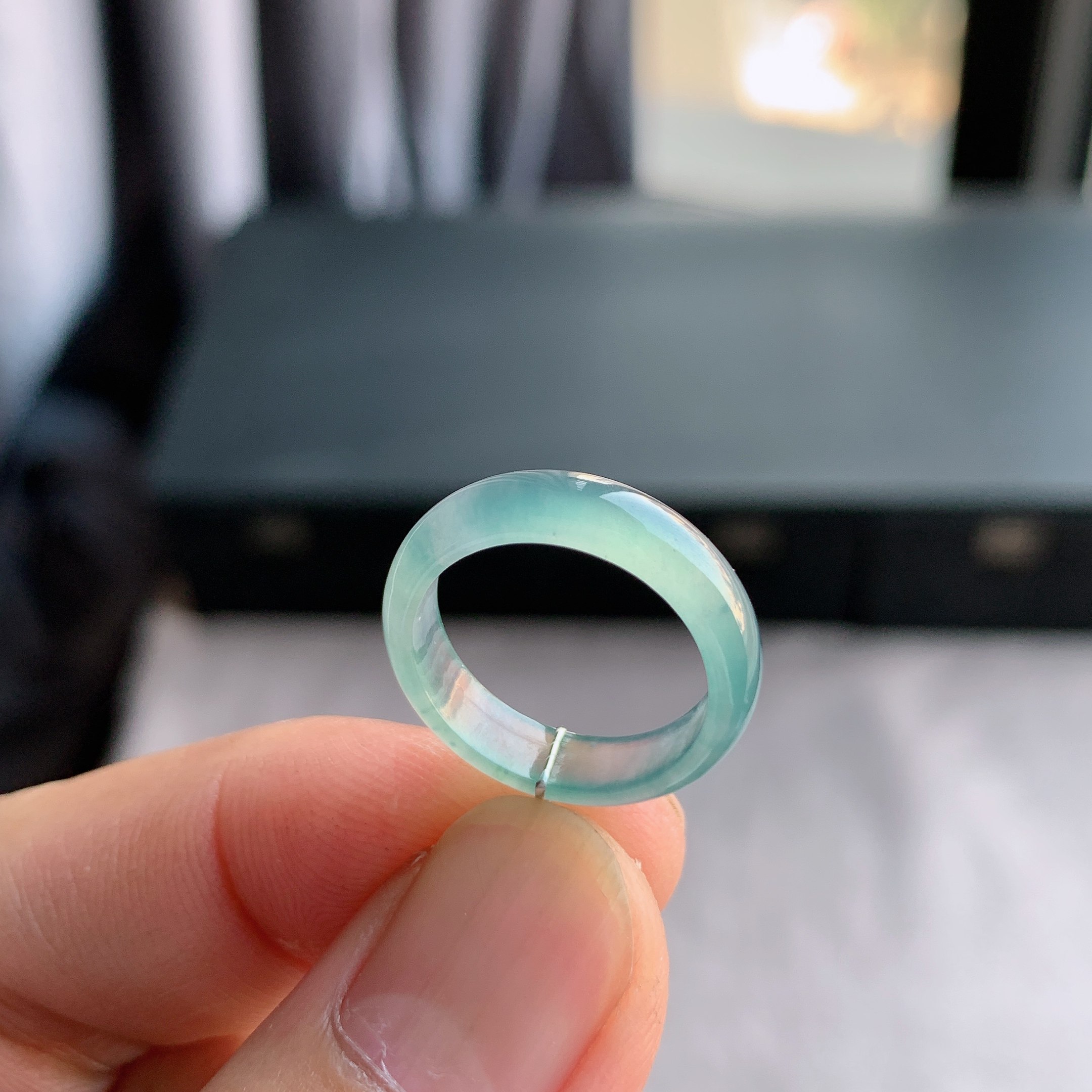 天然A货翡翠冰种11号白月光戒指