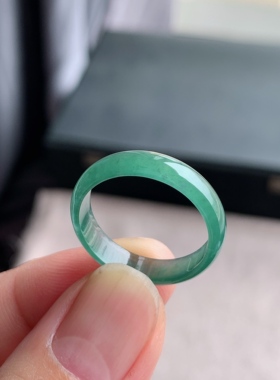 天然A货翡翠 冰种22号湖水绿男女戒指指环素圈戒圈尾戒XID6