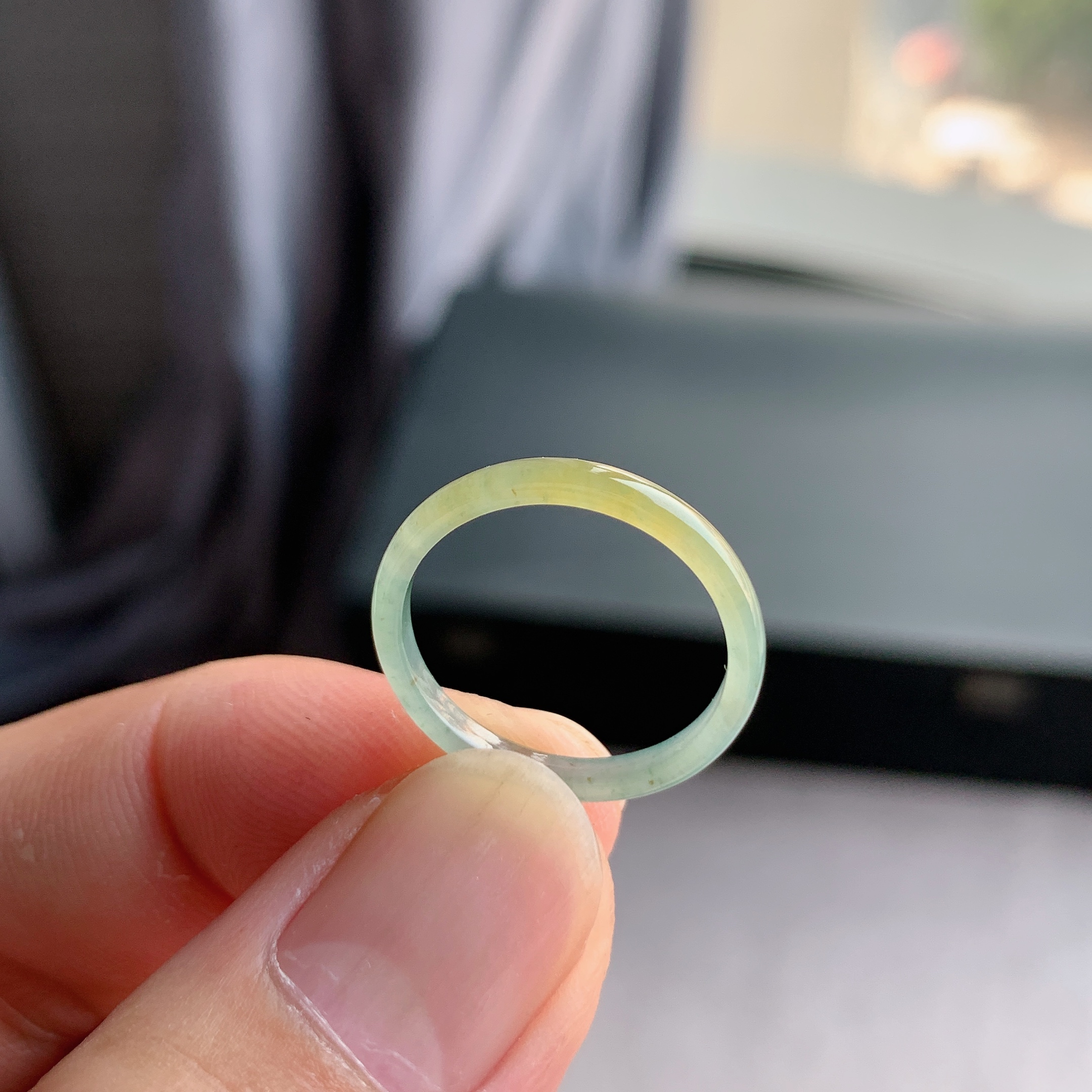 天然A货翡翠冰糯种14号黄翡戒指