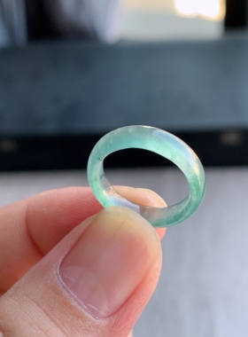 天然A货翡翠 冰种11号天空蓝男女戒指指环素圈戒圈尾戒REF1