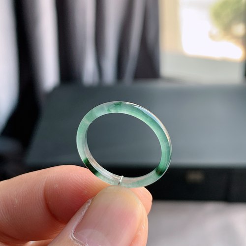 天然A货翡翠冰种飘花戒指