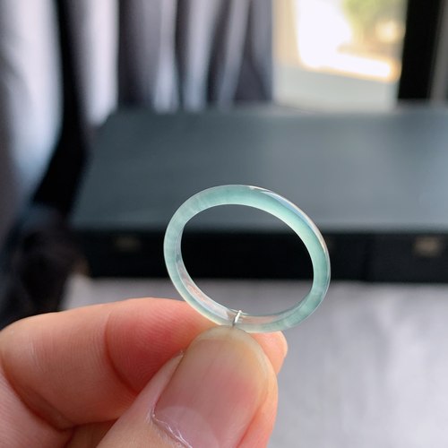 天然A货冰种白月光翡翠戒指