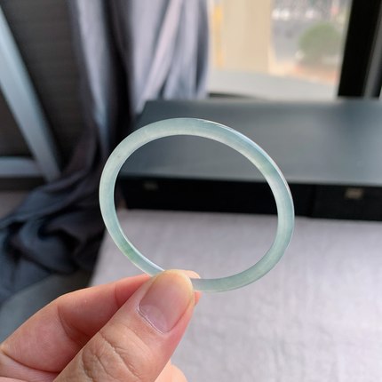 天然A货翡翠 50圈口奶奶灰叮当手镯玉镯T3