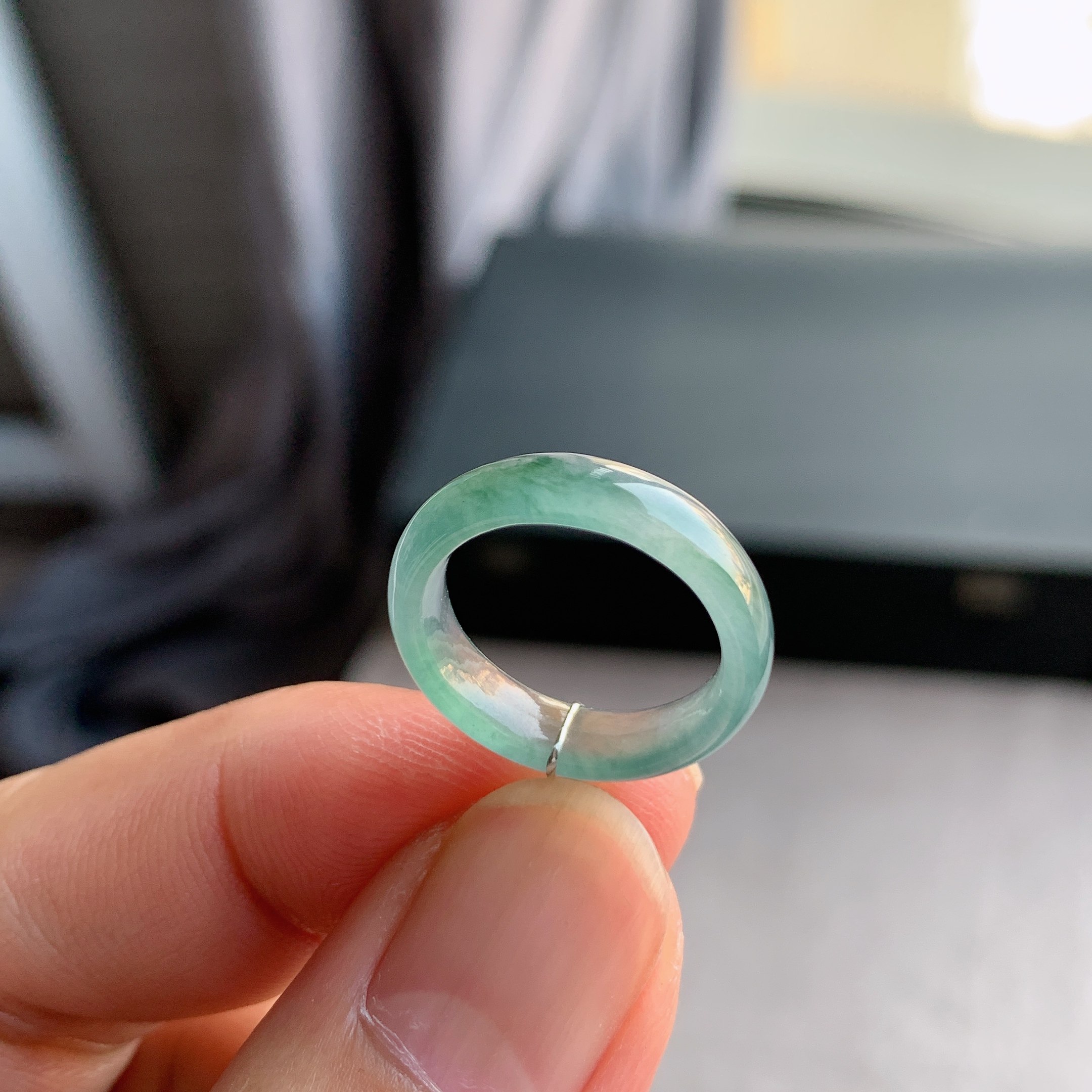 天然A货翡翠冰种9号戒指指环