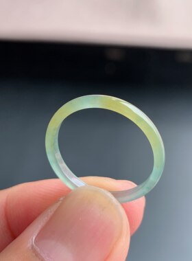 天然A货冰种黄翡翠素圈戒指