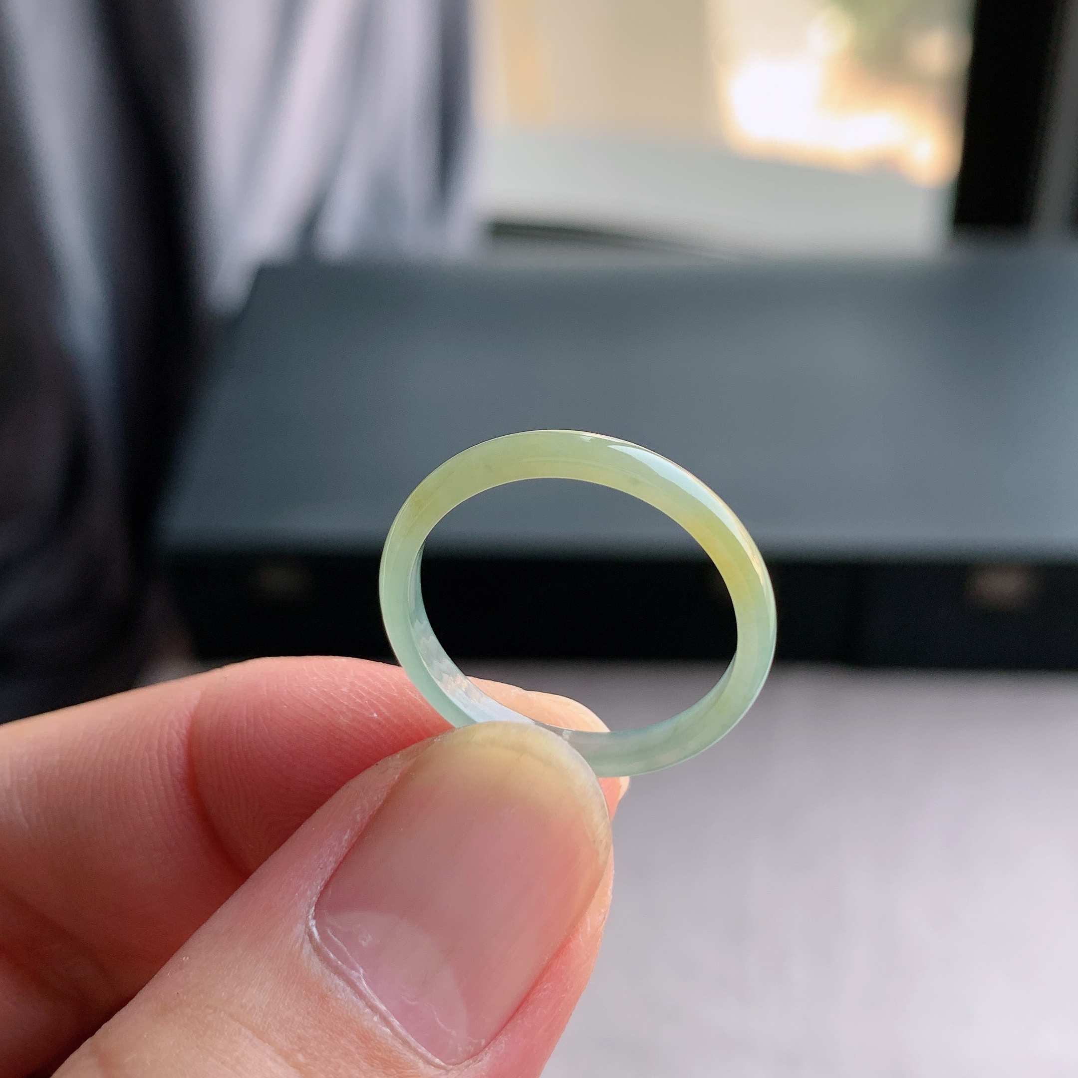 天然A货翡翠冰糯种19号黄翡戒指