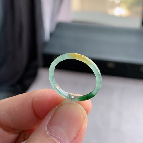 天然A货冰糯黄翡翠戒指