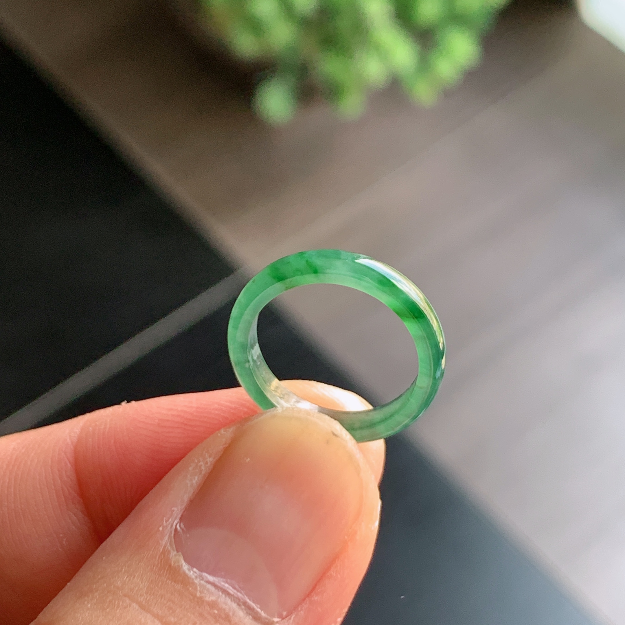 天然A货翡翠冰种8号冰飘花戒指