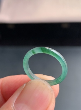 天然A货翡翠 冰种10号冰飘花男女戒指指环素圈戒圈尾戒LGA7