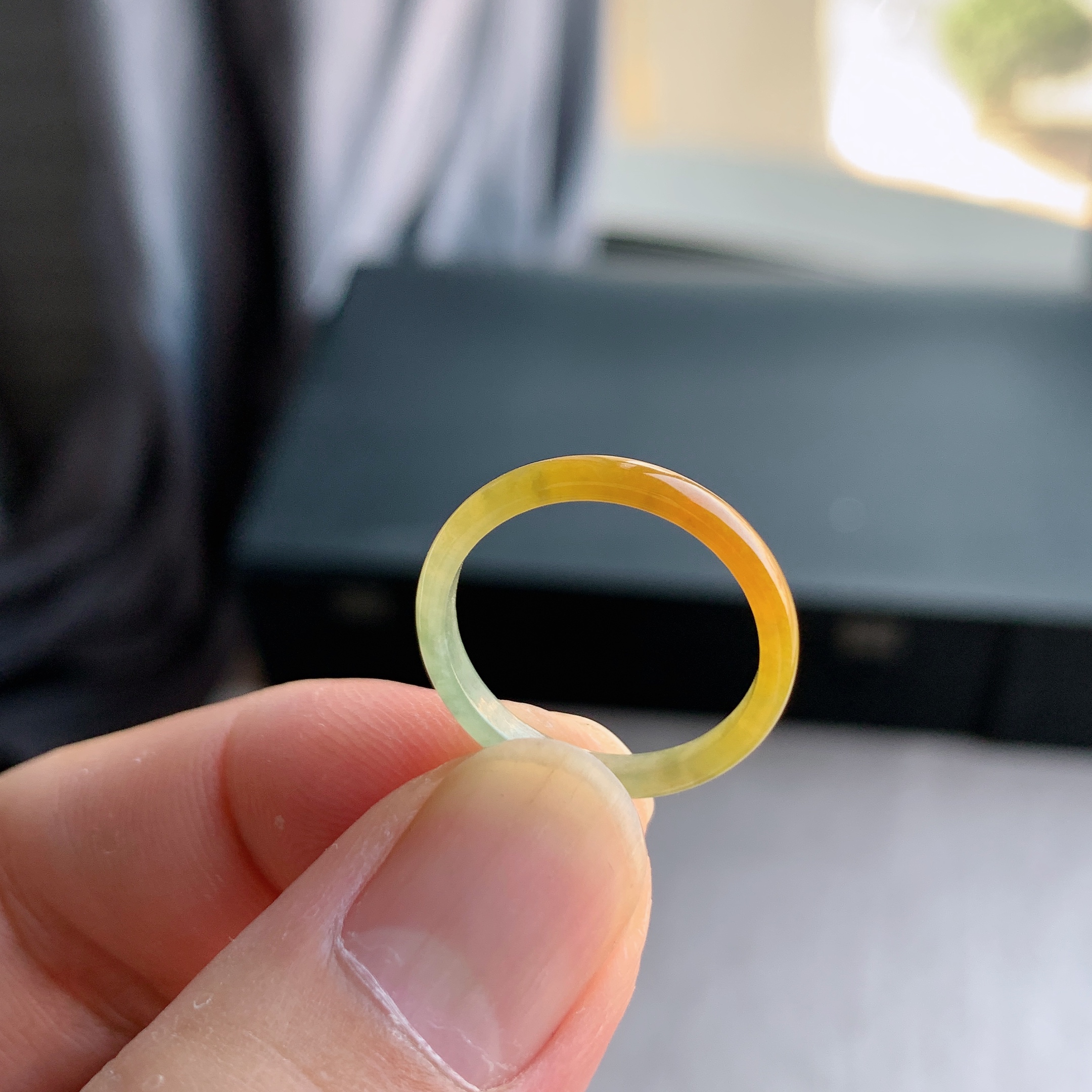 天然A货翡翠冰种16号冰黄翡戒指