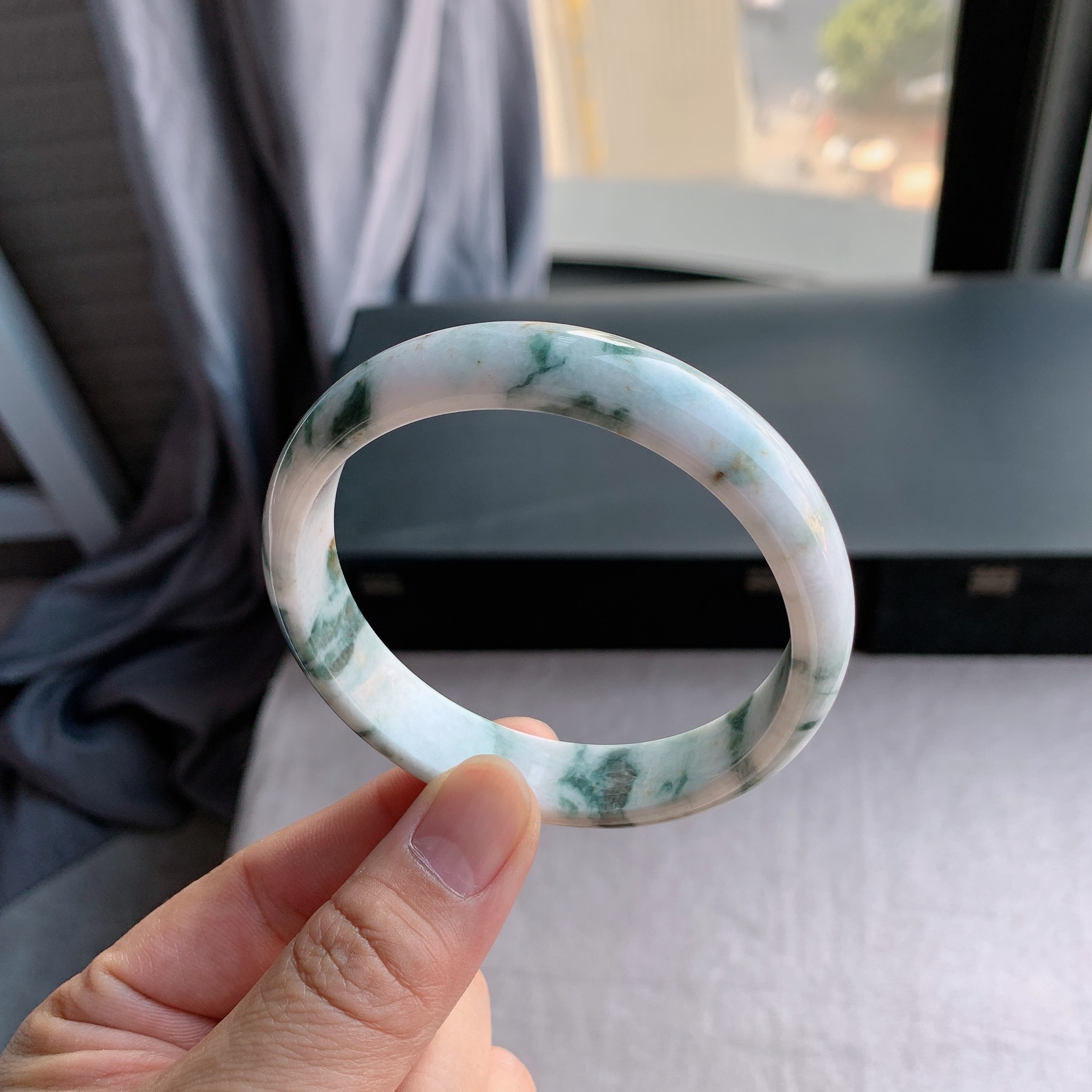 天然A货翡翠64圈口飘花正圈手镯