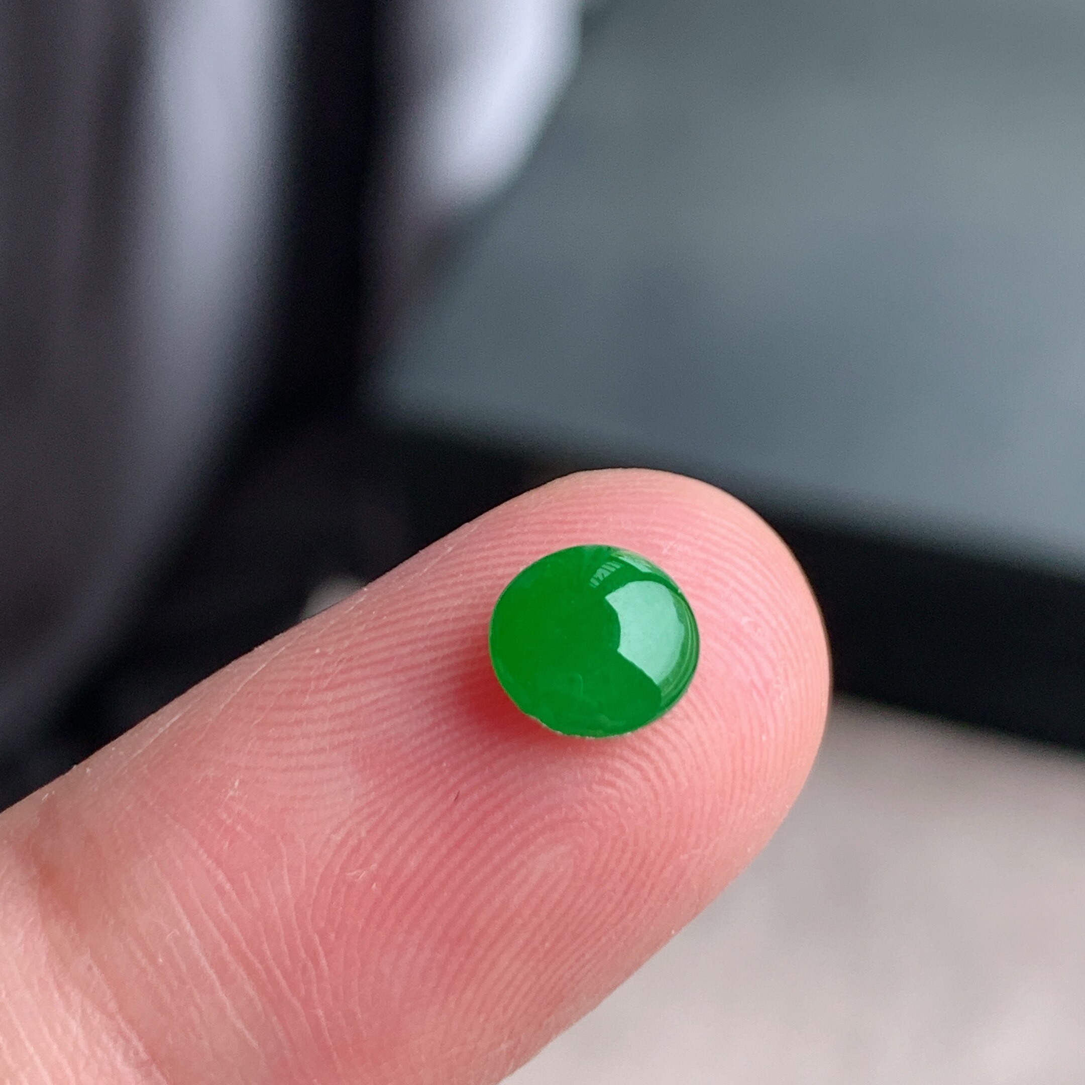 缅甸天然A货翡翠 冰糯种正阳绿蛋面戒面挂件吊坠L11