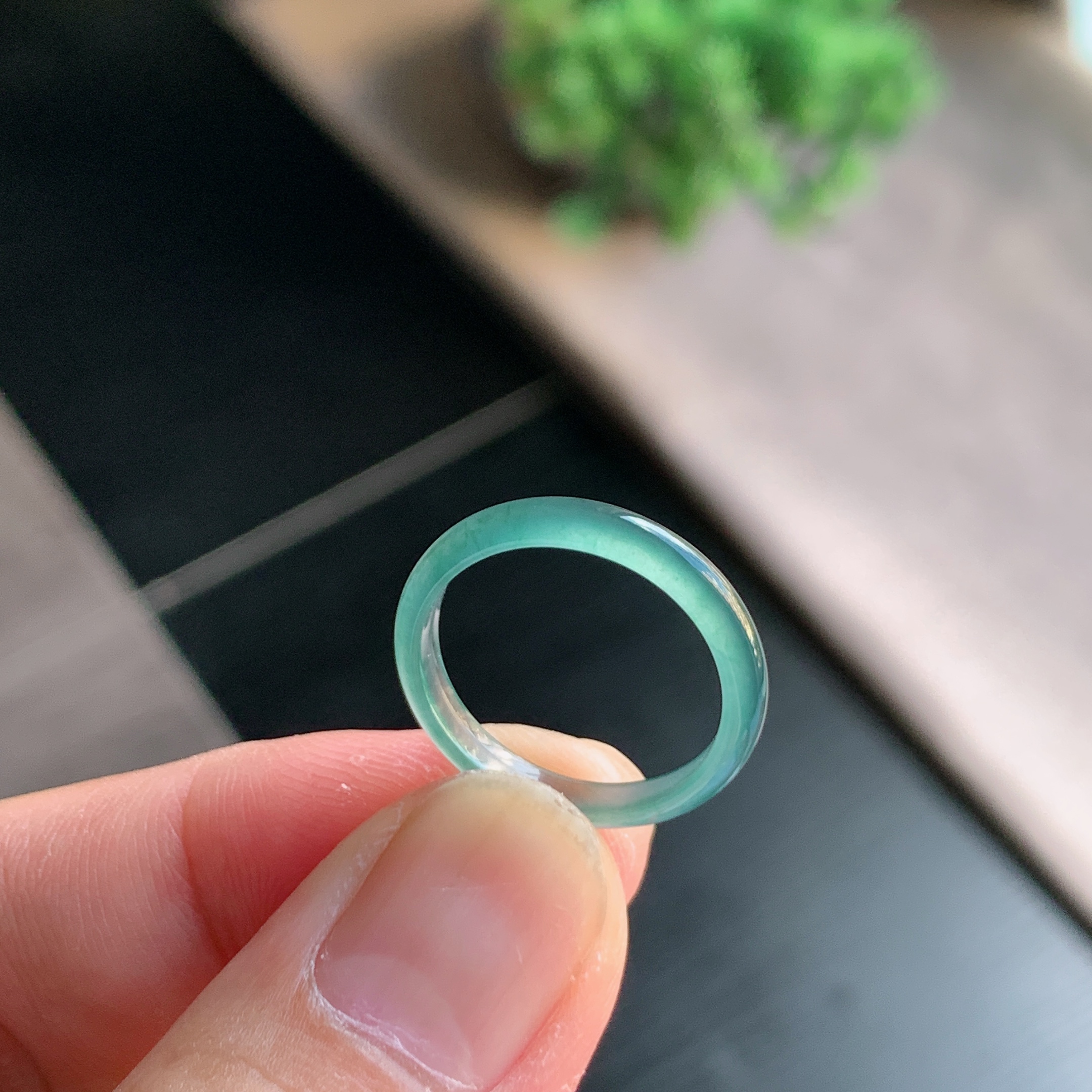 天然A货翡翠天空蓝男女戒指指环