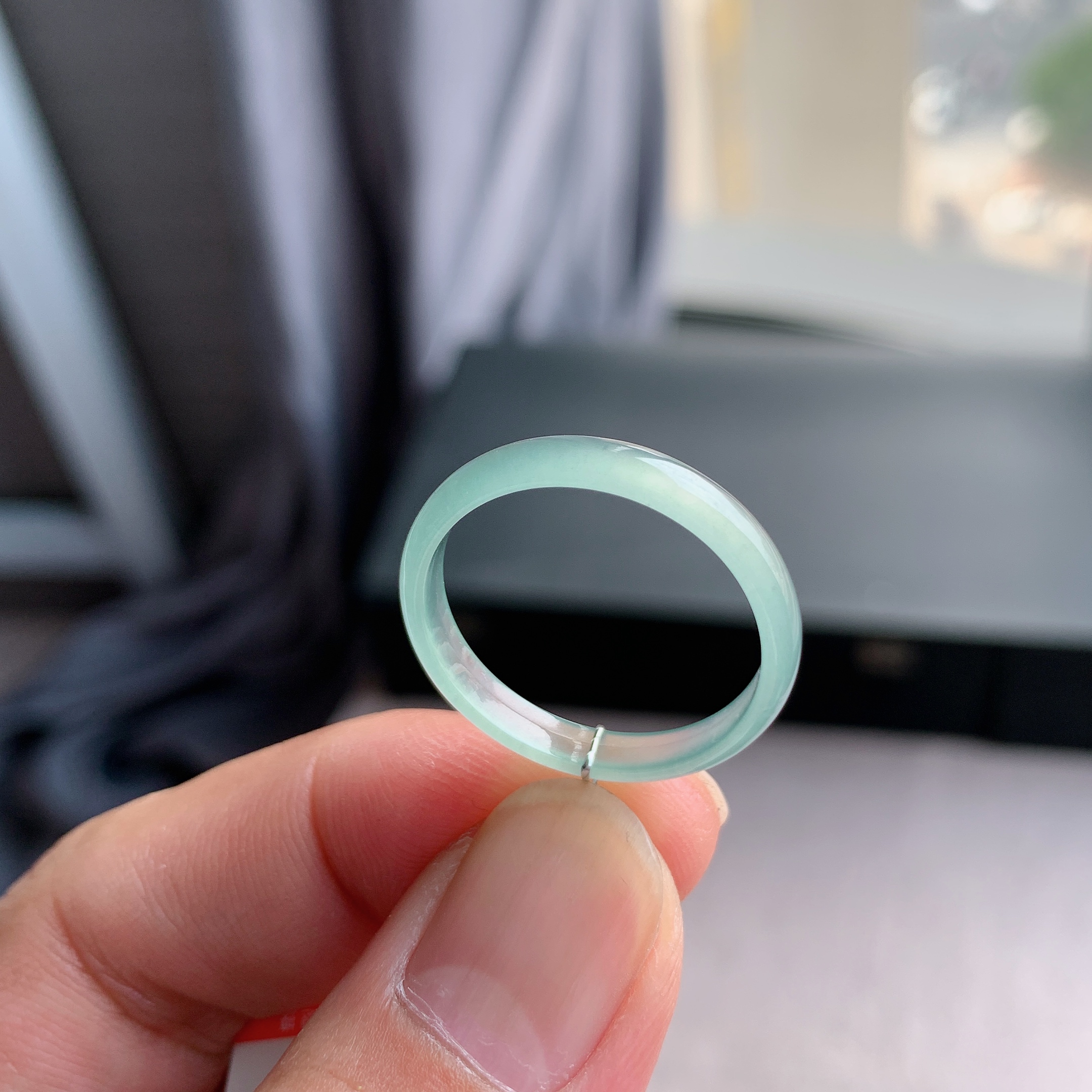 天然A货翡翠冰种24号白月光戒指