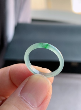 天然A货翡翠 冰种16号飘阳绿男女戒指指环素圈戒圈尾戒XEA1