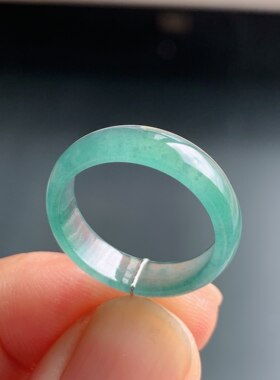 天然A货冰种15号天空蓝翡翠戒