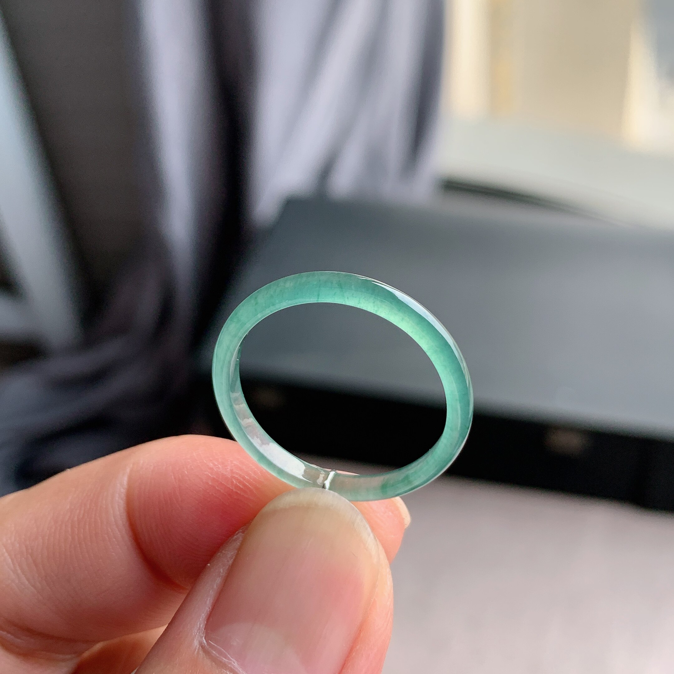 天然A货翡翠冰种21号晴水绿戒指