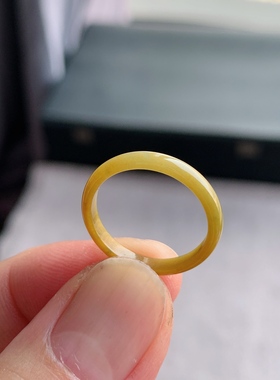 天然A货翡翠 冰糯种14号黄翡男女戒指指环素圈戒圈尾戒XGD1