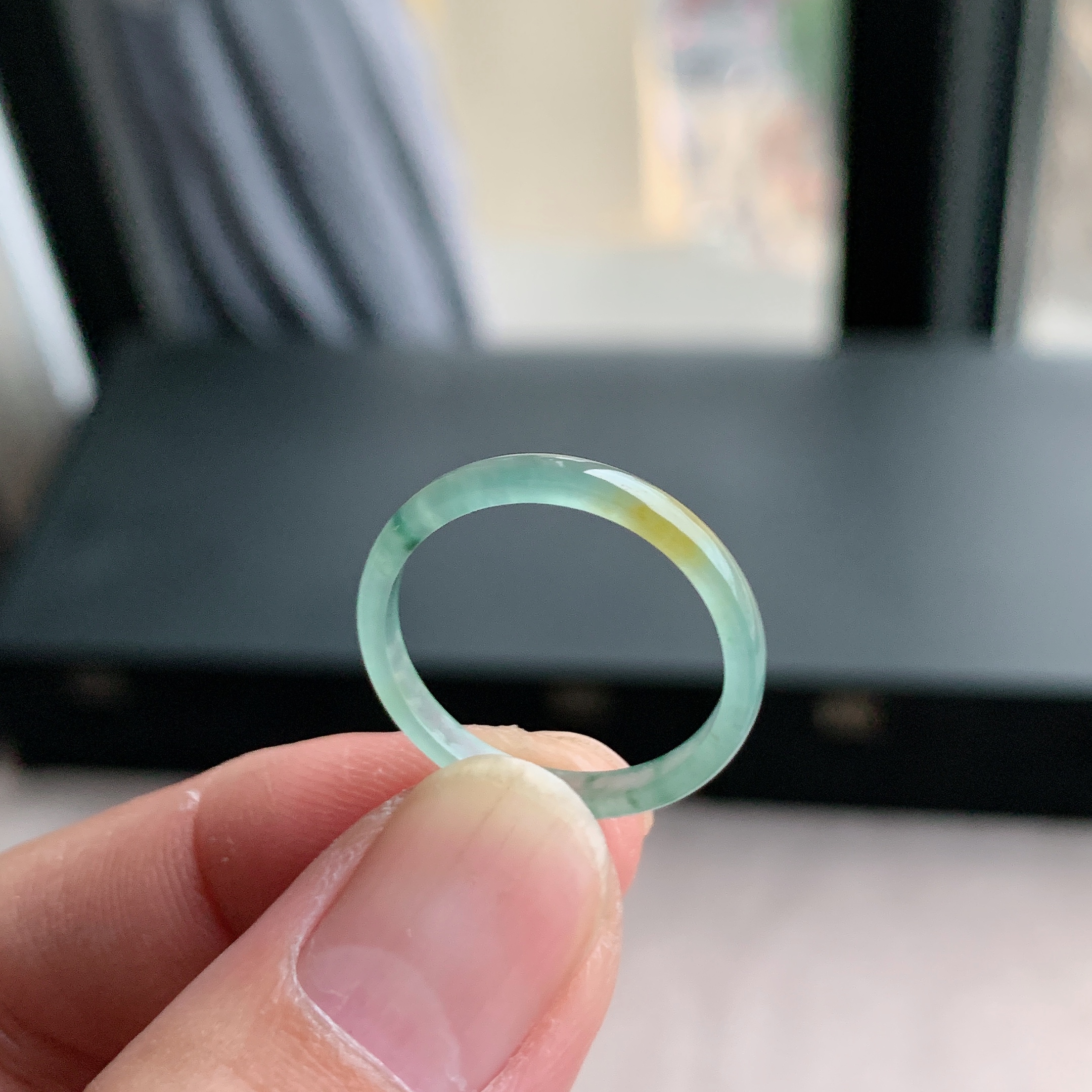 天然A货翡翠冰种19号冰黄翡戒指