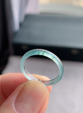 天然A货翡翠 冰种17号冰飘花男女戒指指环素圈戒圈尾戒XGA3