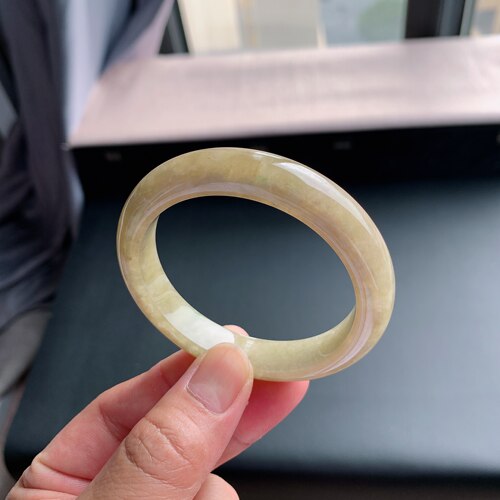 缅甸A货翡翠手镯55圈口满黄翡