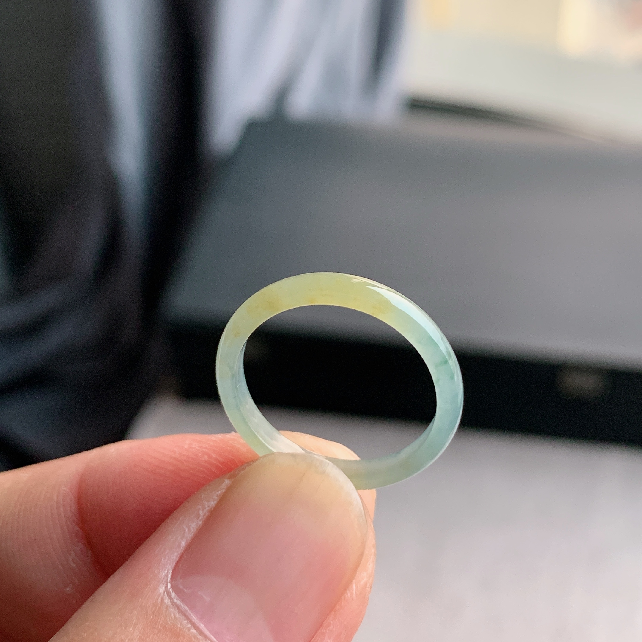 天然A货翡翠冰糯种15号黄翡戒指