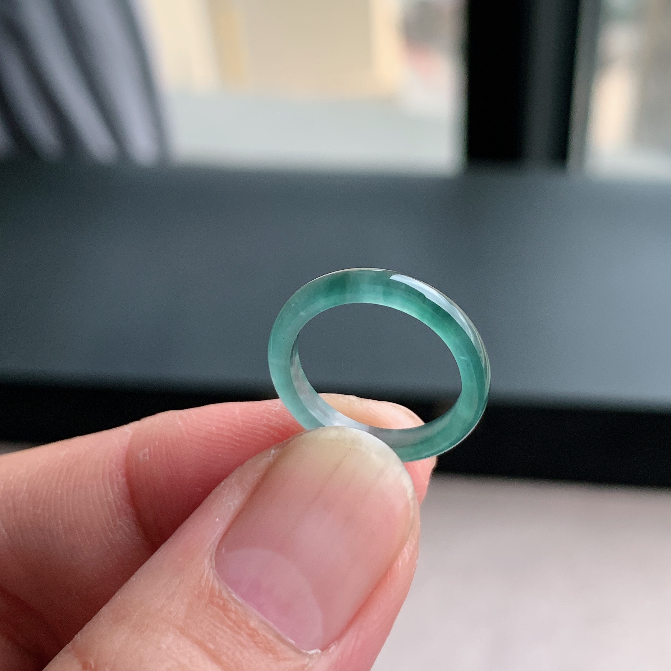 天然A货翡翠冰种7号冰飘花戒指