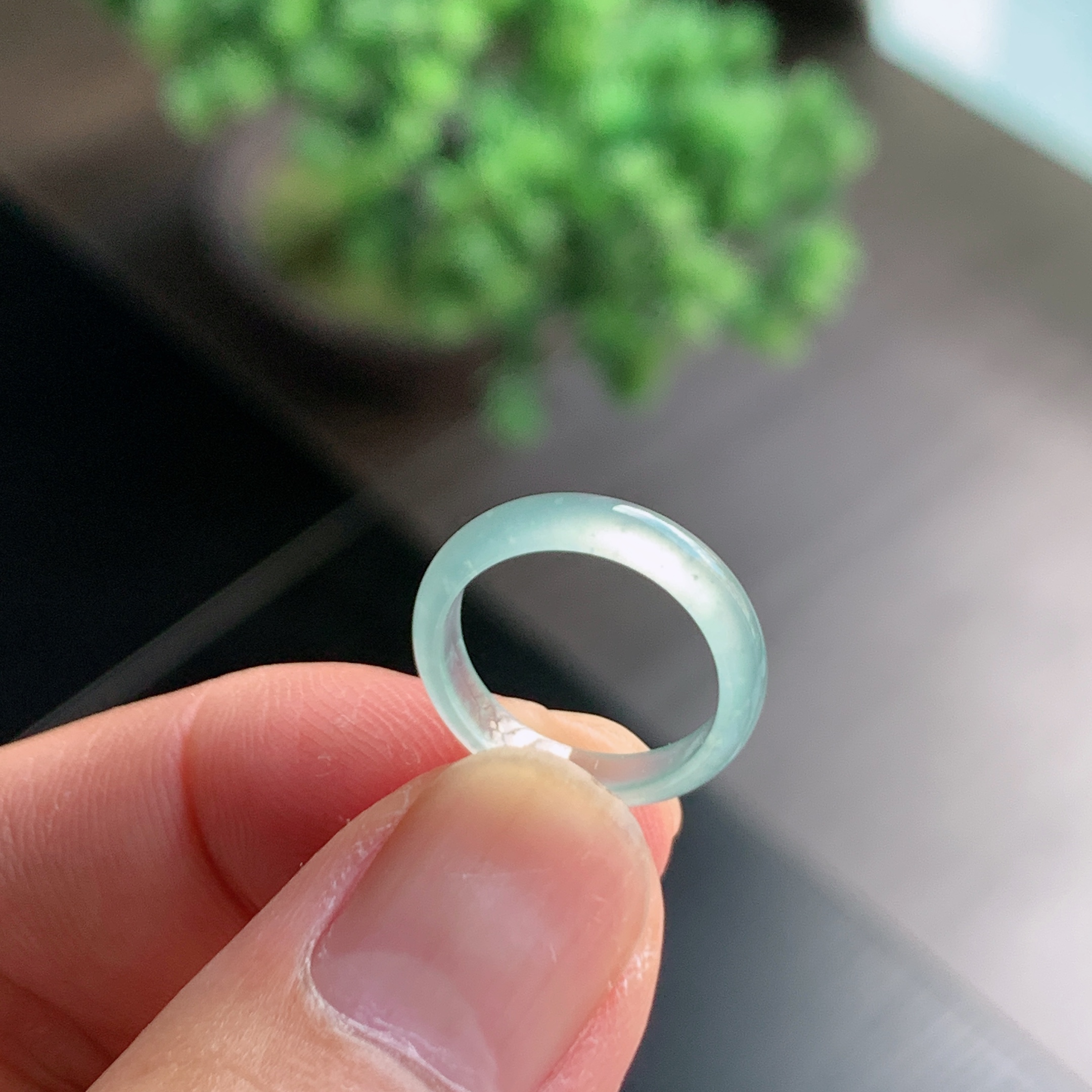 天然A货翡翠冰种6号白月光戒指