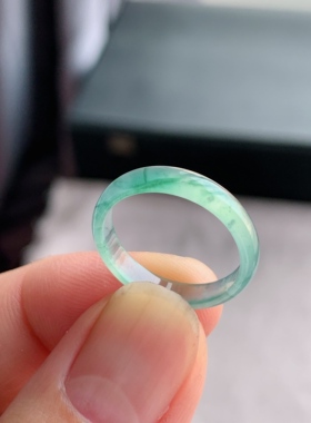 天然A货翡翠 冰种14号冰飘花男女戒指指环素圈戒圈尾戒XJB7