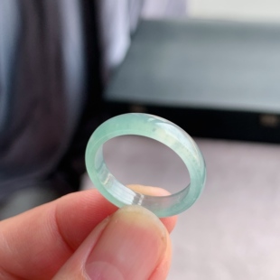 天然A货翡翠 冰种21号白月光男女戒指指环素圈戒圈尾戒XNE5