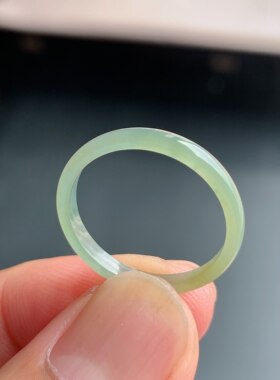 天然A货冰种黄翡翠素圈戒指