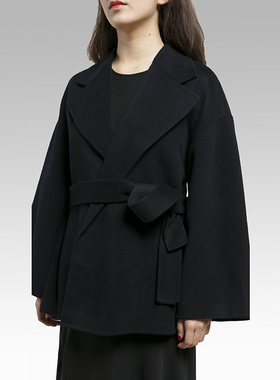 【美国轻奢品牌】THEORY 女士蓝色羊毛束腰大衣外套 I0601403