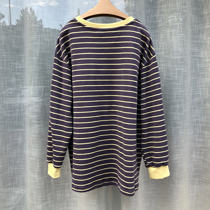 뷰티 엄마 출산 착용 출산 운동복 가을 캐주얼 루즈 대형 스트라이프 탑 여성 슬림 가을 옷