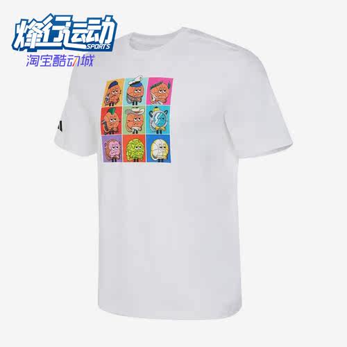 阿迪达斯男子运动卡通印花短袖