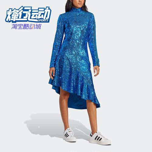 阿迪达斯亮片运动连衣裙