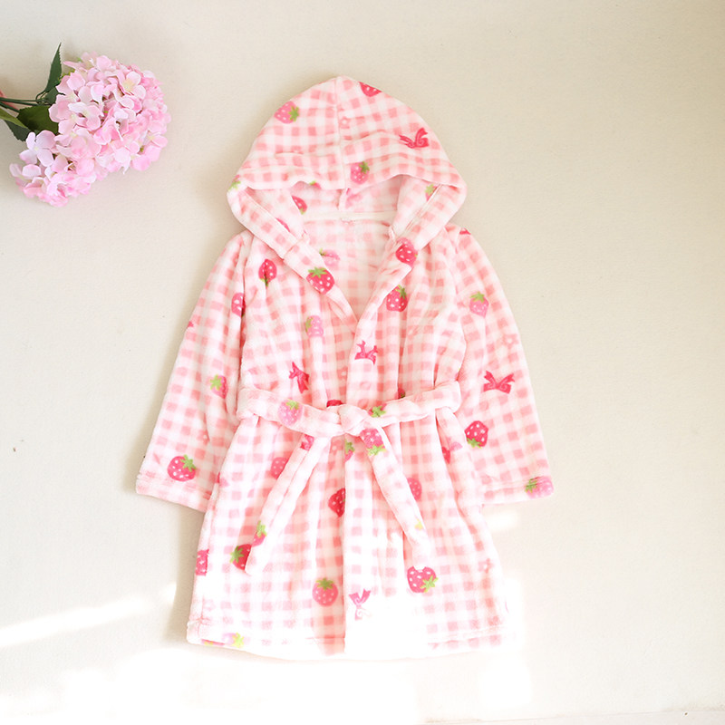 儿童睡袍女秋冬款 男女童 法兰绒加厚长袖浴袍小孩冬季珊瑚绒睡袍