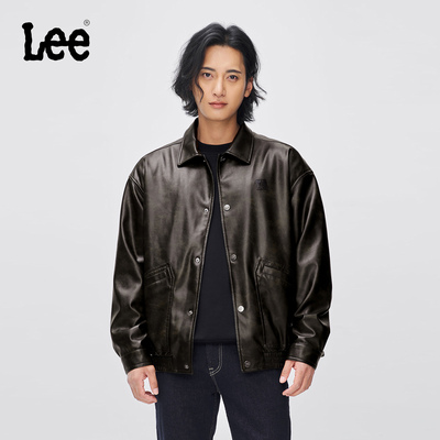【张凌赫同款】Lee25冬新舒适版纽扣开襟设计男女同款PU夹克外套