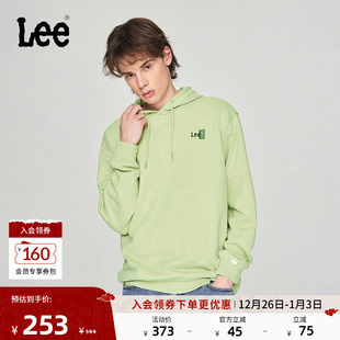 Lee商场同款 刺绣Logo绿色男连帽卫衣休闲潮流LMT007901201 舒适版