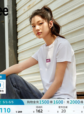 Lee标准版经典圆领闪粉印花Logo女士短袖T恤休闲潮流LWT0098664LE
