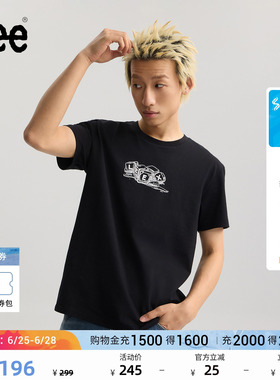 Lee26夏新标准版索罗娜融化冰块设计Logo印花防晒轻薄男短袖T恤潮
