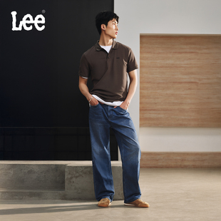 【张凌赫代言】Lee26春夏新品防晒轻薄762宽松直筒牛仔裤深蓝男潮