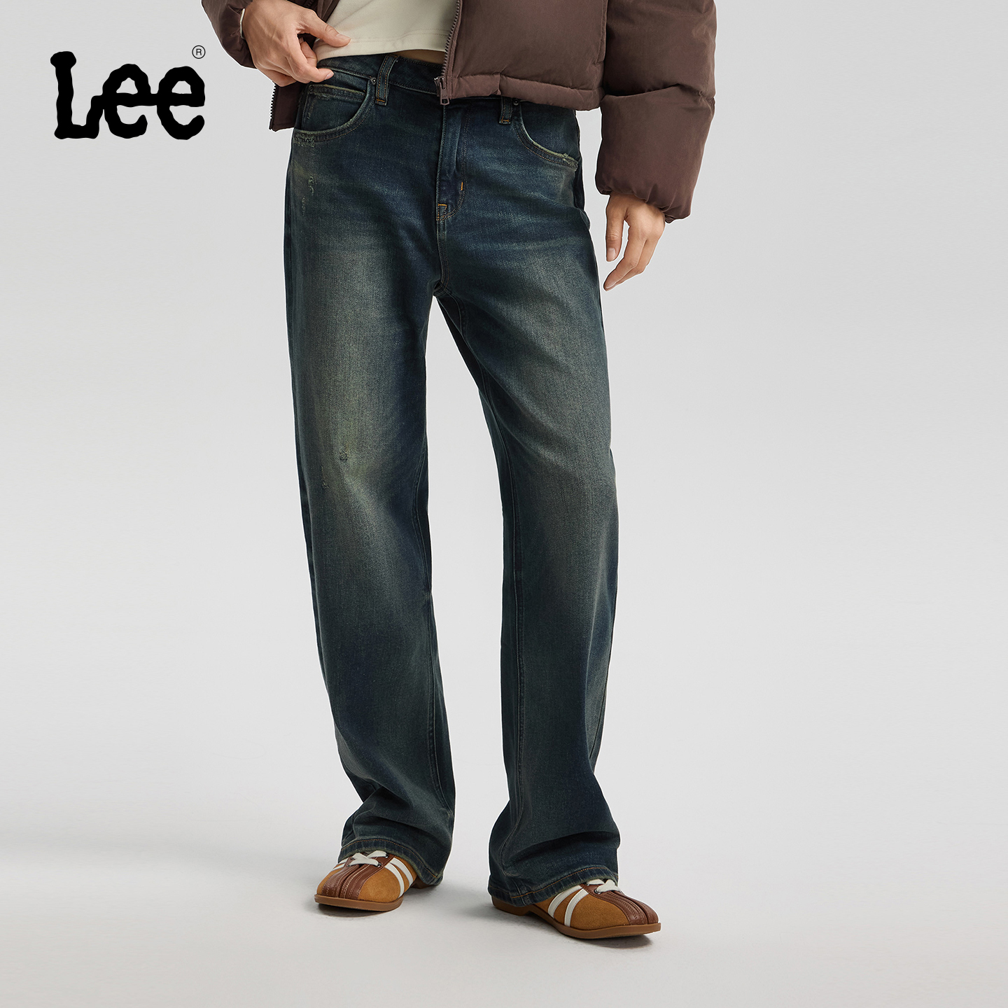 429标准中腰直脚 采用棕色调复古深蓝色水洗