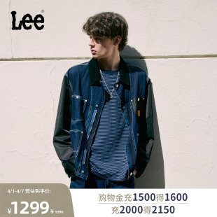 灯芯绒翻领拼接设计91J工装 夹克深蓝男 26春夏新舒适版 Lee商场同款