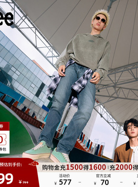 【张凌赫代言】Lee25冬新726标准中腰直筒磨毛中深蓝男牛仔裤保暖