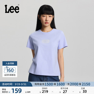 T恤休闲LWT0121954LE 圆领蕾丝图案印花女短袖 Lee26春夏新品 标准版