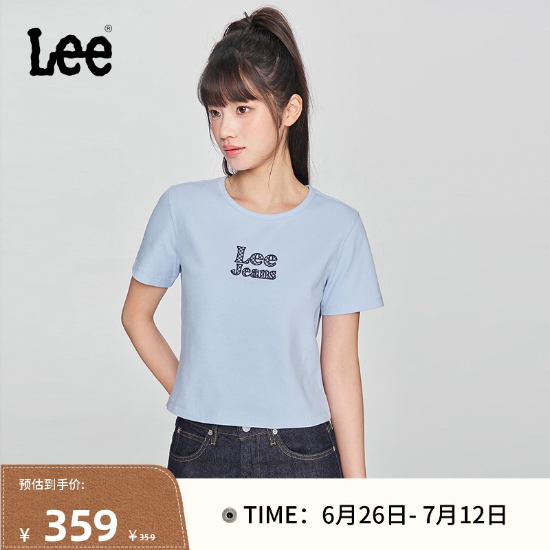 标准版圆领短款短袖T恤 胸前刺绣Logo设计